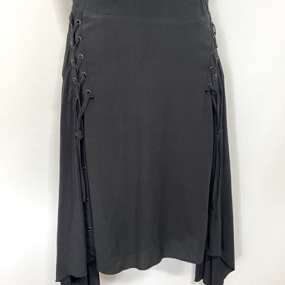 All Saints Dress “Miller” Black Grommeted Side Laces Fit & Flare NWOT Med - Picture 4 of 9